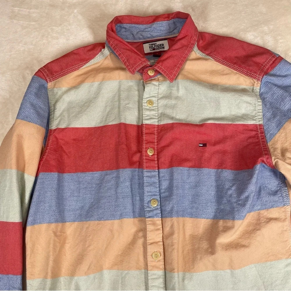 Tommy Hilfiger Color Block Striped Button Up Shir… - image 4